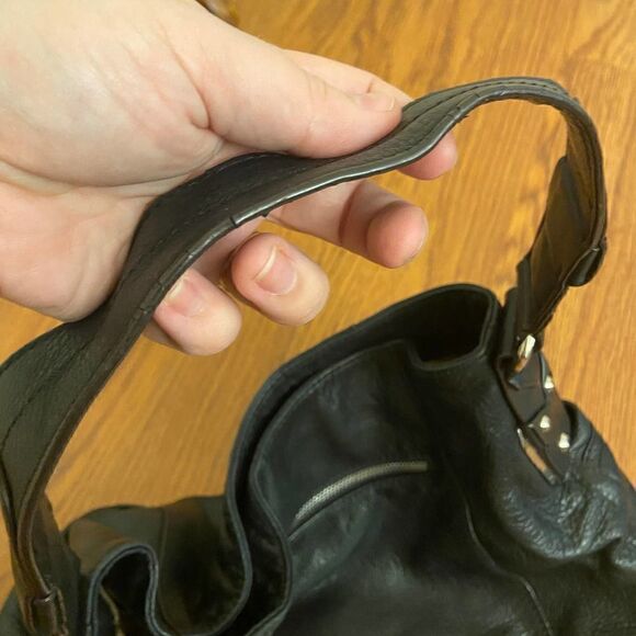 B. Makowsky Black Leather Shoulder Bag - Picture 7 of 7